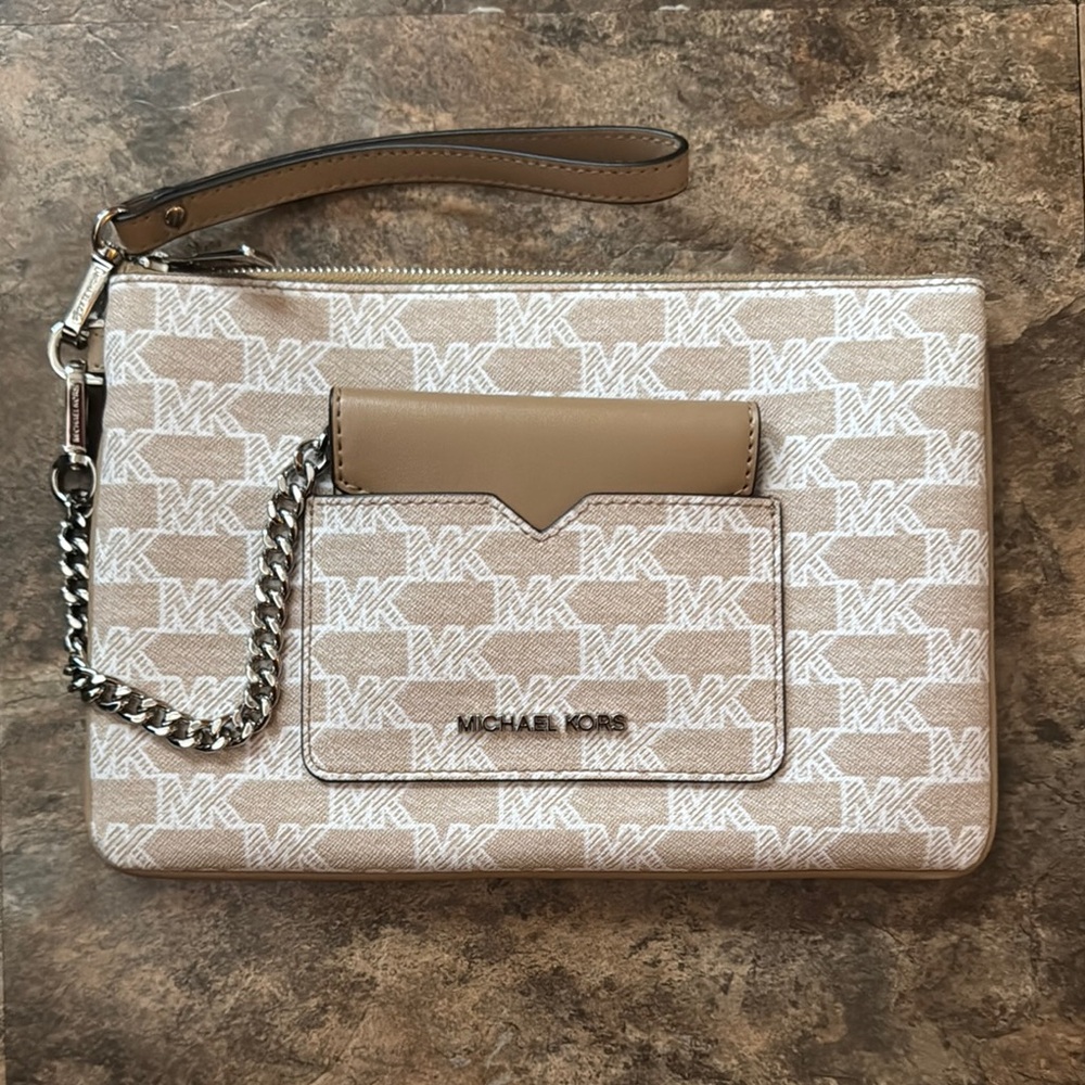 Michael Kors Monogram Wristlet with Chain